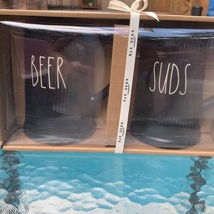 New Rae Dunn Black BEER & SUDS Pint Beer Steins